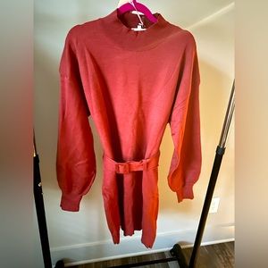 Cute sweater dress with belt, burnt orange, size medium. Make an offer